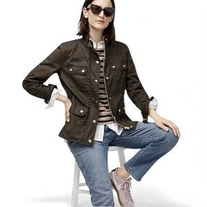 J. CREW 19034 DOWNTOWN FIELD OLIVE GREEN PLACKET UTILITY JACKET